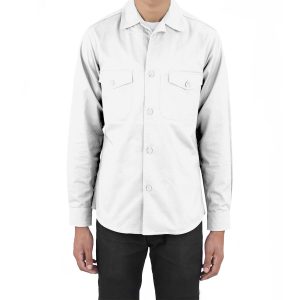 White Work Shirt Fine Line Cotton Twill